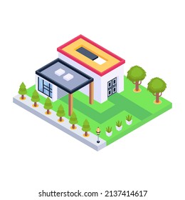 Un icono isométrico premium de la casa 