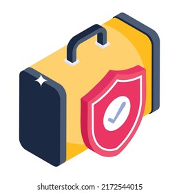 Premium Isometric Icon Of Luggage Insurance 

