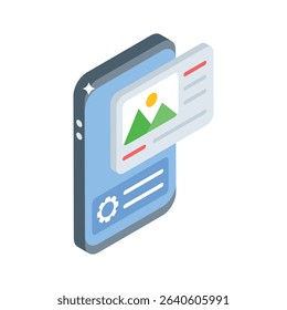 Premium isometric icon of mobile interface layout builder