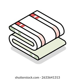 A premium isometric icon of neatly folded towel