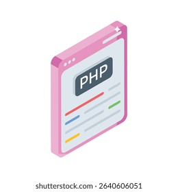 Premium isometric icon of php language terminal window