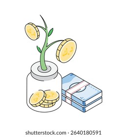 A premium isometric icon representing savings jar