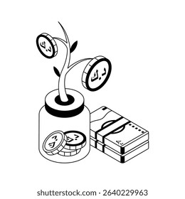 A premium isometric icon representing savings jar