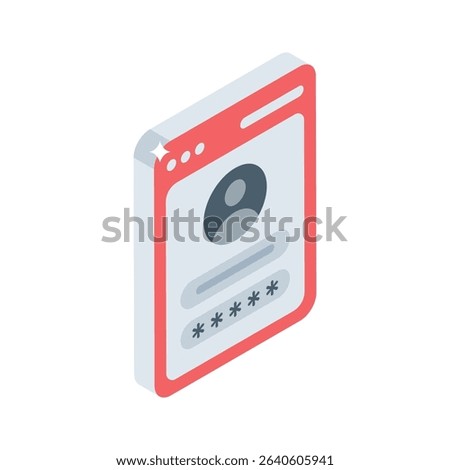 Premium isometric icon of secure profile login screen