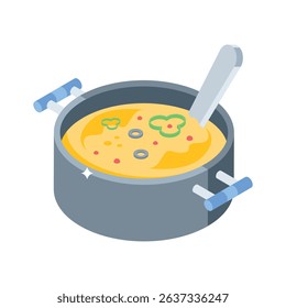 Premium isometric icon showing classic cooking pot