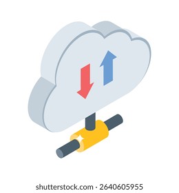 A premium isometric icon showing cloud share proces