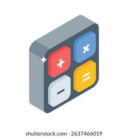 A premium isometric icon showing detailed math calculation display