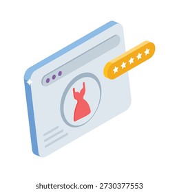 Um ícone isométrico premium mostrando o sistema de classificação de clientes de comércio eletrônico.