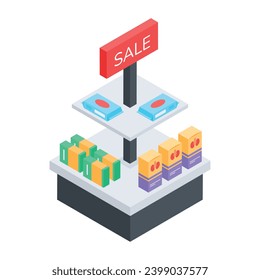 Premium isometric icon showing gift shopping concept