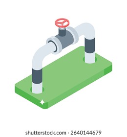 Premium isometric icon showing lengthy oil transport pipeline