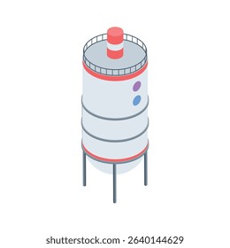 Premium isometric icon showing reservoir tank with gauge