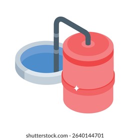 Premium isometric icon showing water purification unit system
