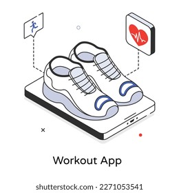 Premium isometric icon of workout app 