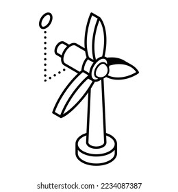Premium isometric line icon of windmill 