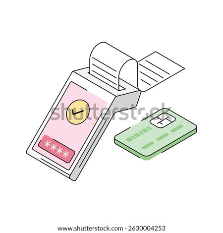 A premium isometric outline icon showing pos system