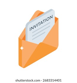 Icono de estilo isométrico de Premium de tarjeta de invitación formal