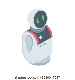 Ícone de estilo isométrico premium do robô humanoide