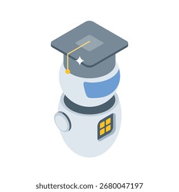 Premium isometric style icon of learning robot machine