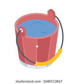 Icono de estilo isométrico de Premium de cubo de agua de plástico