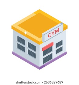 Premium isometric style icon representing gym building