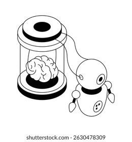 A premium isometric style icon of robot memory storage