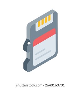 A premium isometric style icon of sd card memory