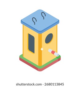 Icono de estilo isométrico de Premium de Pequeña publicación de birdhouse