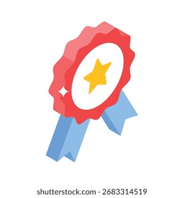 Icono de estilo isométrico de Premium de insignia de evento en forma de estrella