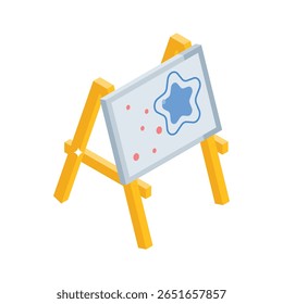 Premium isometric style icon of stretched canvas art display