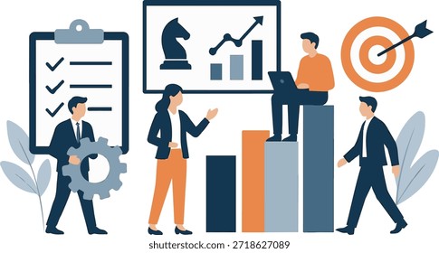 Una Ilustración vectorial isométrica premium que representa la estrategia comercial y de marketing del Nuevo año.
Muestra los objetivos de planificación de los empresarios, el análisis del rendimiento de marketing, los gráficos de crecimiento, el panel de análisis, los objetivos y los símbolos de éxito.
Ideal para Sitios web corporativos, presentaciones, dashboards y proyectos de marketing.
Ilustración vectorial totalmente editable.

