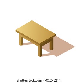 Premium isometric wooden table.  Vector illustration on a white background. Table in isometric view