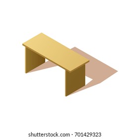 Premium isometric wooden table.  Vector illustration on a white background. Table in isometric view