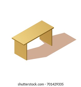 Premium isometric wooden table.  Vector illustration on a white background. Table in isometric view