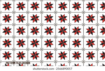 Premium Italian Pattern Tiles Design with vector on Red and White Colour Backgrounds.
