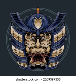 Premium Japanese Samurai vector illustration tshirt design