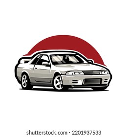 Premium Japanese Sport Car JDM Vector Illustration Isolated in White Background