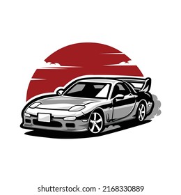 Premium JDM Drift Car Vector Illustration. Best For Automotive Tshirt Design