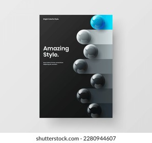 Premium journal cover A4 vector design concept. Amazing realistic spheres company brochure illustration.
