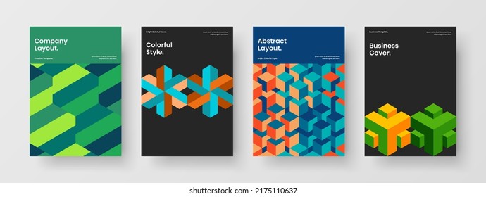 Conjunto de ilustraciones vectoriales de diseño de portada de asientos premium. Conjunto de diseño de identidad corporativa de mosaicos creativos.
