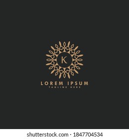 Premium K logo icon vector graphic branding elements. Luxury jewelry frame gem edge logotype.