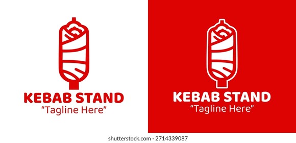 Um logotipo de suporte de kebab premium projetado para conceitos de comida de rua de luxo e marcas de restaurantes rápidos modernos.