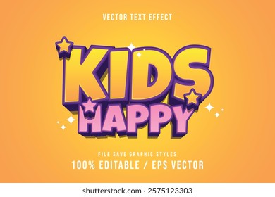 Premium Kids Happy text effects can be edited again, suitable poster, template.