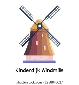 Premium kinderdijk windmills flat design 