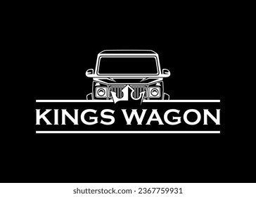 premium kings wagon car vector logo design illustraton