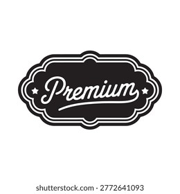 premium label design black and white ornate frame with script