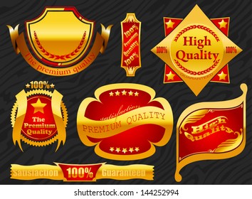 Premium label golden with banner vector background