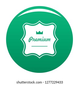 Premium label icon. Simple illustration of premium label vector icon for any design green