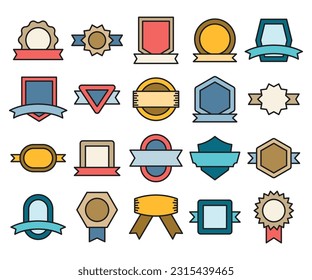 premium label and ribbon banner vector set