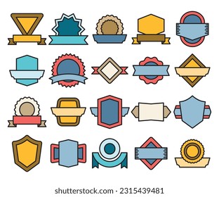 premium label and ribbon banner vector set