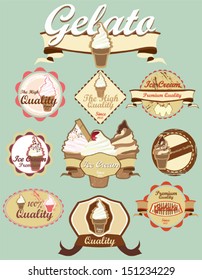 Premium labels set for ice cream, vector illustration
